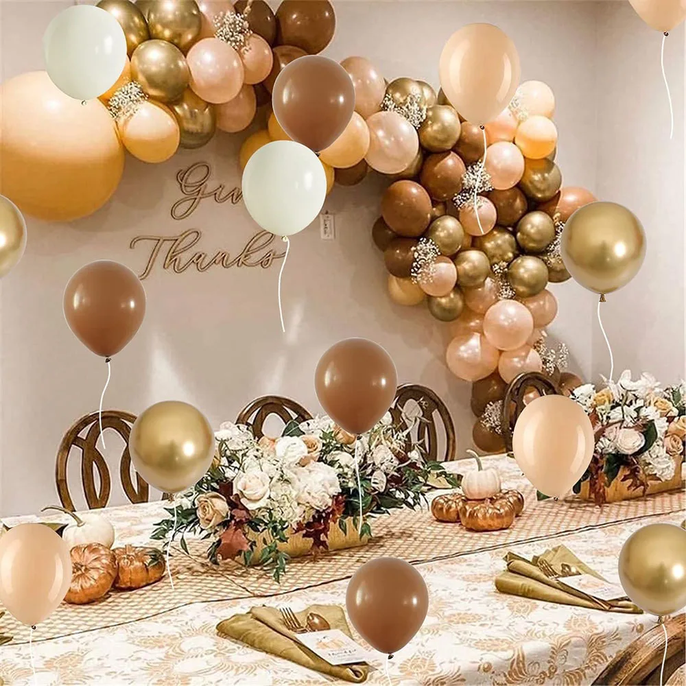 Balloon Brown and Gold, 60 Packs 30.48cm Retro Brown Cream Balloon, Brown Beige Balloon, Sand White Unisex Balloon Metallic Gold Balloon Birthday Baby Shower Jungle Bohemian Wedding Decoration