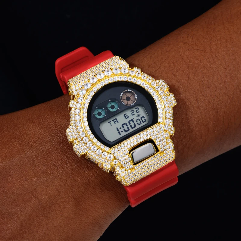 S925 Sterling Silver Moissanite for DW6900 Series Watch Case Bling Iced Out Bezel Hip Hop Watch Accessories view 3