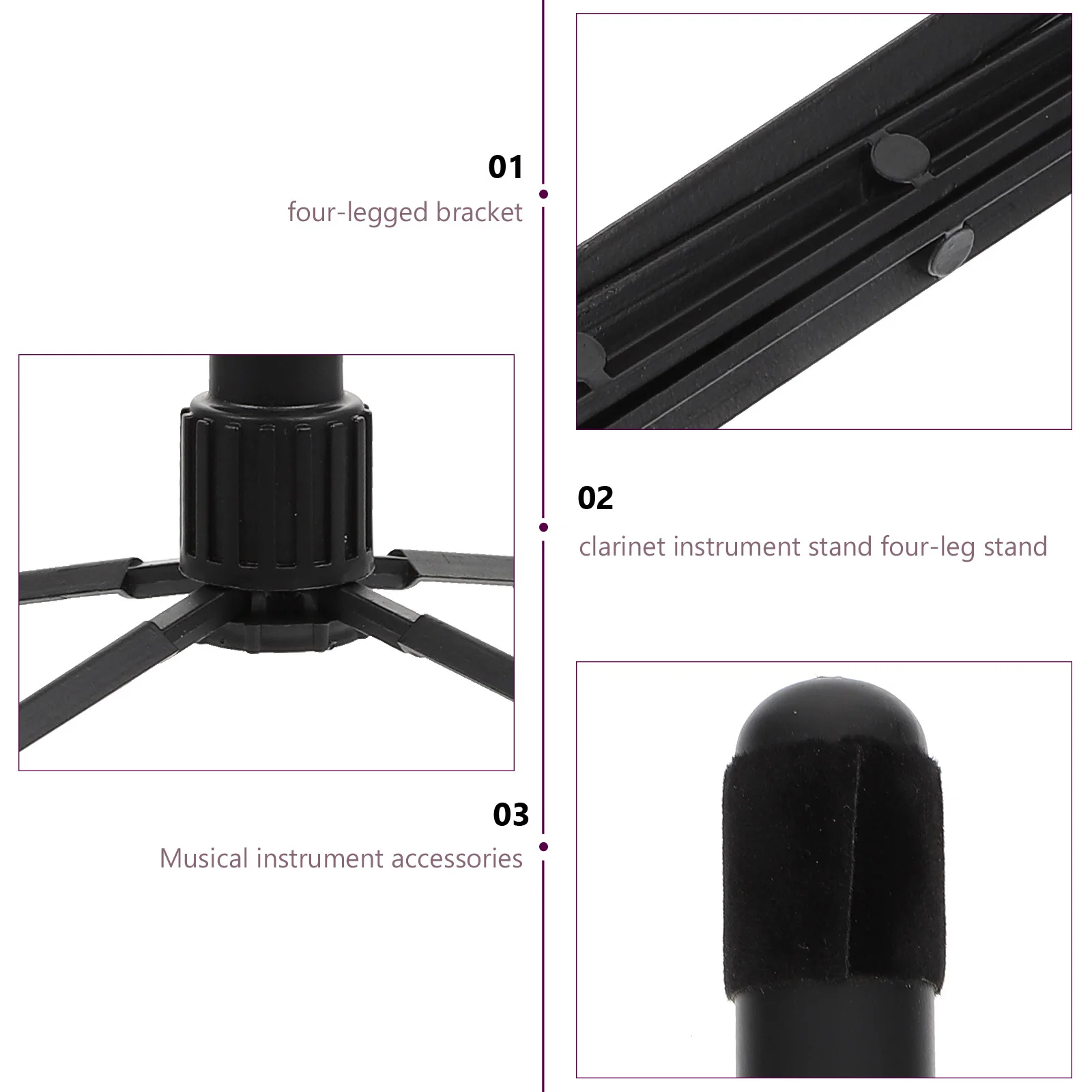 1Pcs Durable Foldable Flute Holder Portable Clarinet Stand Four-Legged Stable Instrument Holder Portable Flute Stand