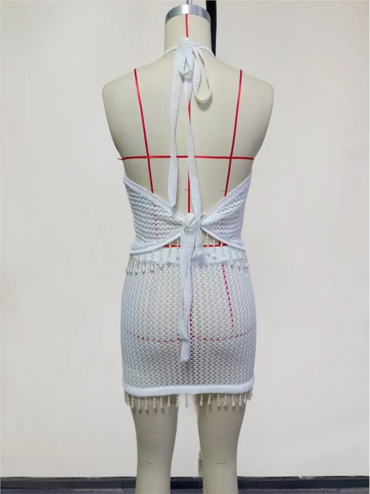 Maillot de bain jupe Cover-up 2 pièces ensemble femmes haut court et Mini jupe maillot de bain mode solide creux Sexy plage couvrir tenues