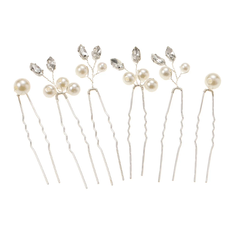 6 قطعة خوذة الزفاف الزفاف اللؤلؤ دبوس الشعر أنيقة U على شكل دبابيس الشعر للعروس حلية شعر دبابيس الشعر اللؤلؤ #2