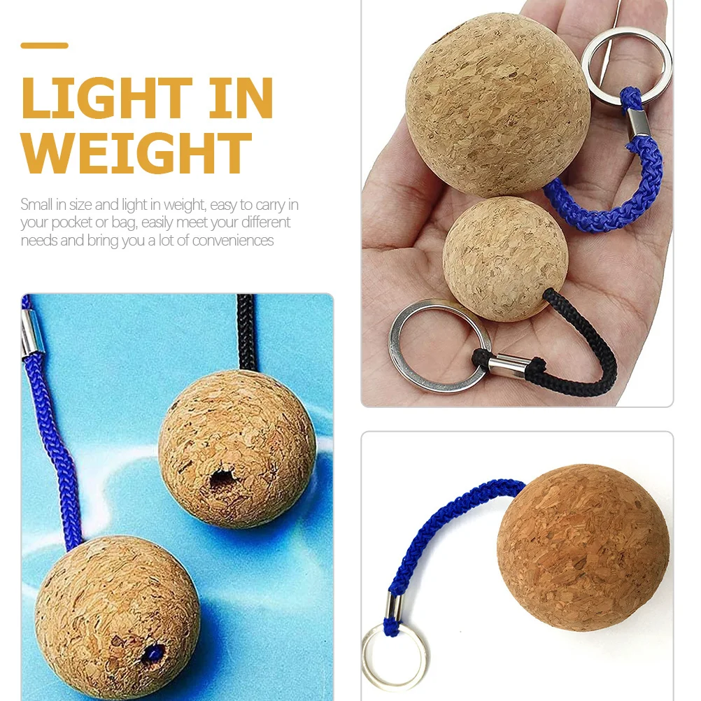 

4Pcs Floating Wooden Ball Key Chains Premium Durable for Boating Fishing Kayaking Surfing Water Sports Floating Keychain
