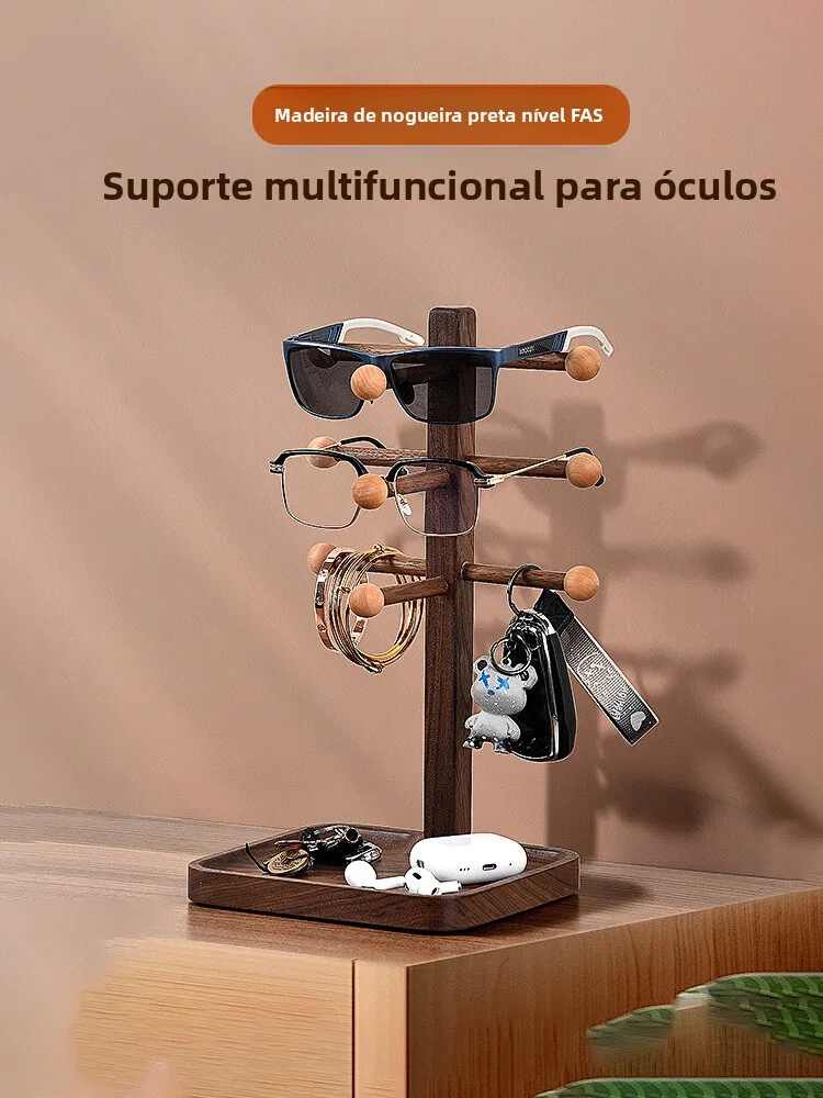 ウォールナット材サングラスホルダー-ホームラグジュアリー玄関キー収納ディスプレイラック-デスクトップオーガナイザー-本物の木製