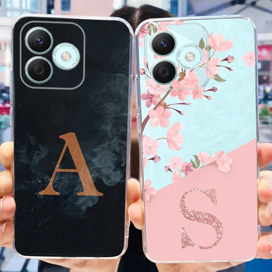 For Honor X60i Case LYN-AN00 Cover Popular Flower Letters Soft Silicone Clear Phone Case For Honor X50i CRT-AN00 HonorX60i Funda