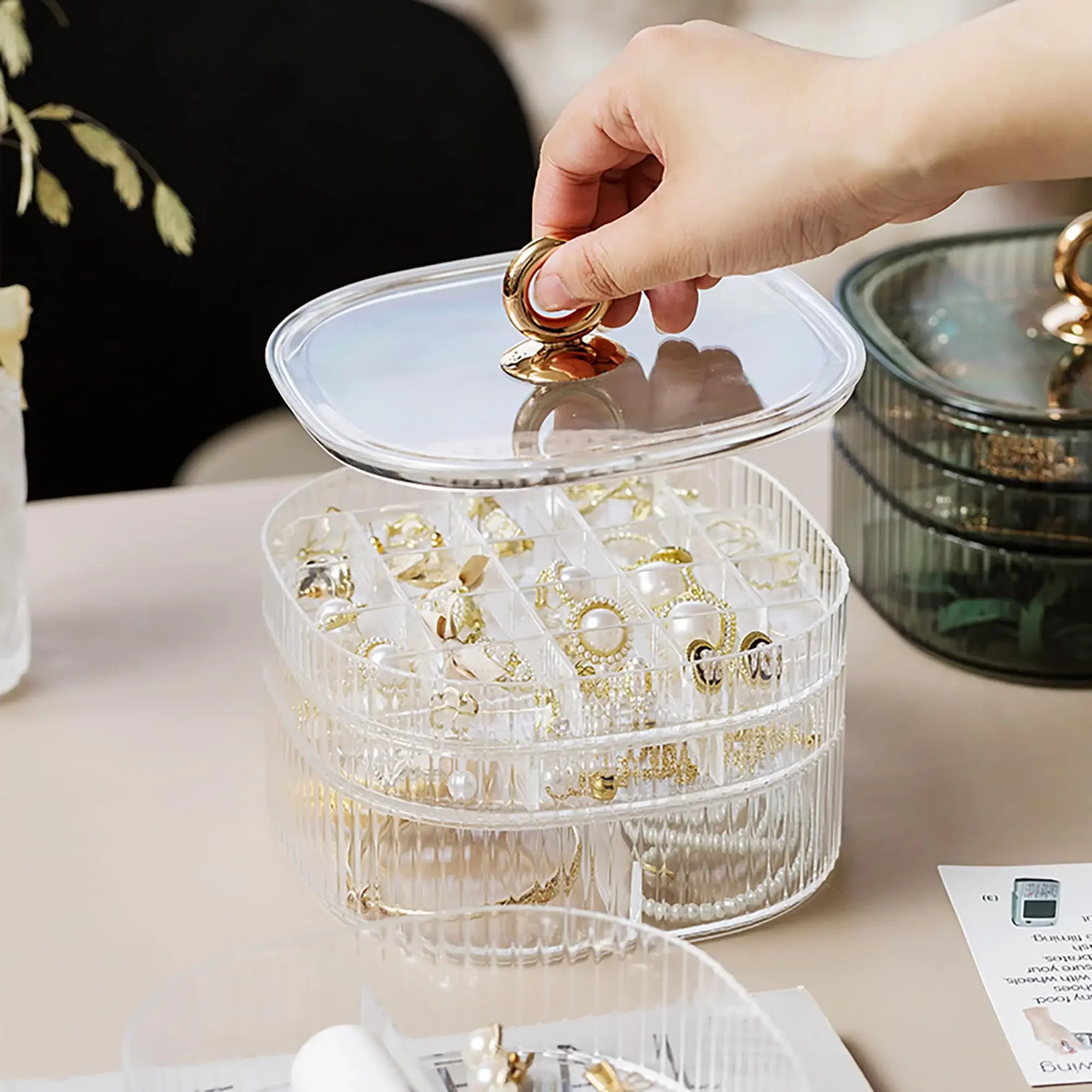Jewelry Box, Jewelry Organizer with Handle, Clear Jewelry Boxes for Women Girls, Make Up Organizer, Jewelry Storage Holder - view 6