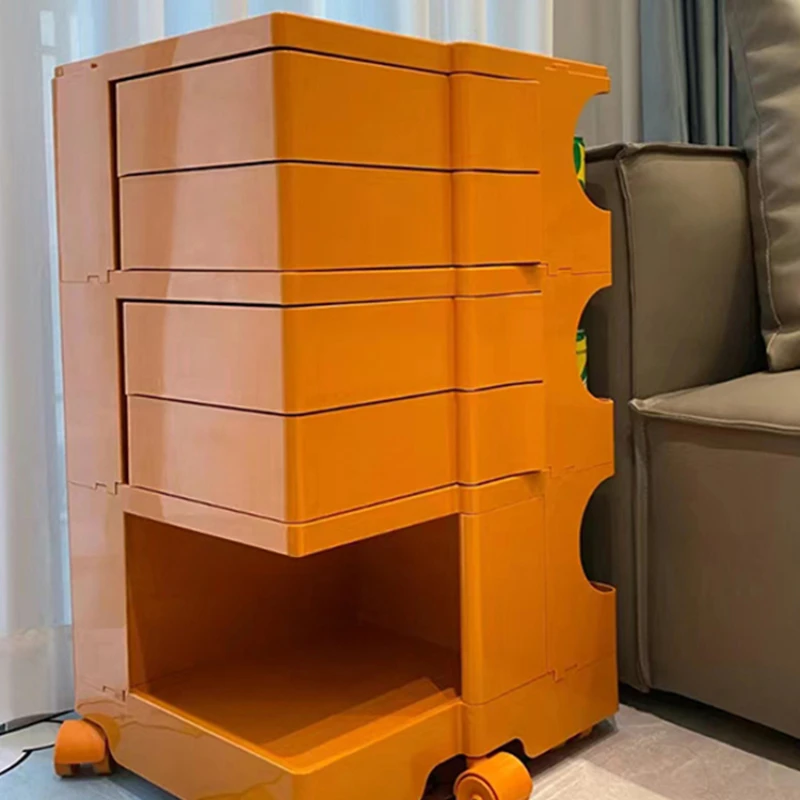 

Creative bedside table multifunctional storage rack with movable and rotating small cart