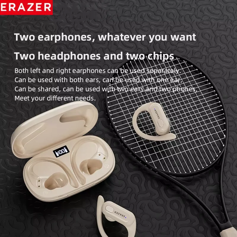 ERAZER XT60 Bluetooth 5.3 Earphones TWS True Wireless Headphones Touch Waterproof Headset Noise Reduction Earhooks with Mic image 5