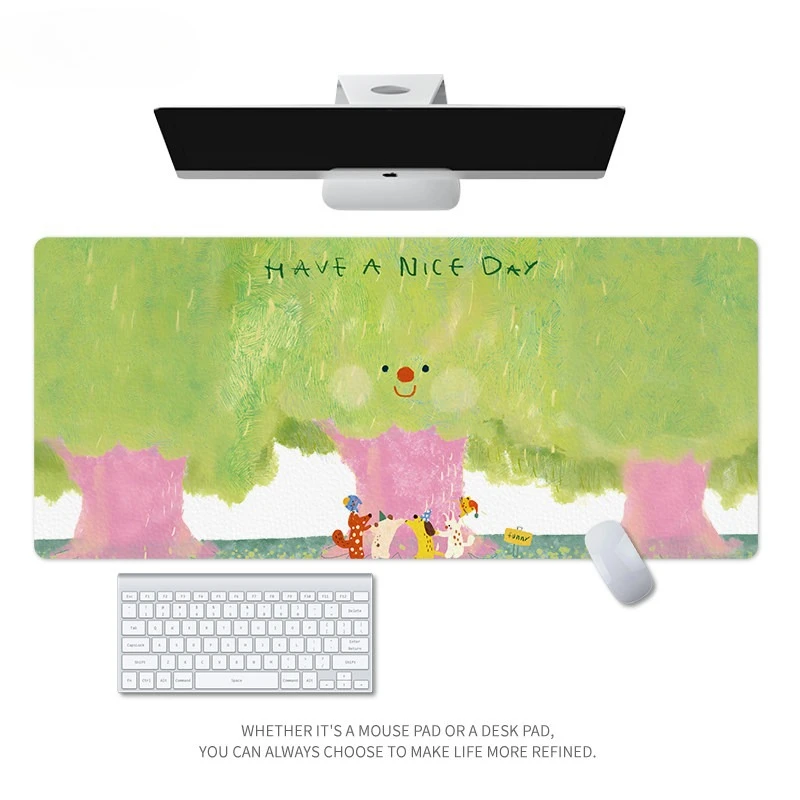 

Green mouse pad oversized eye protection green plant landscape healing department study table, desk computer table mat, desk mat