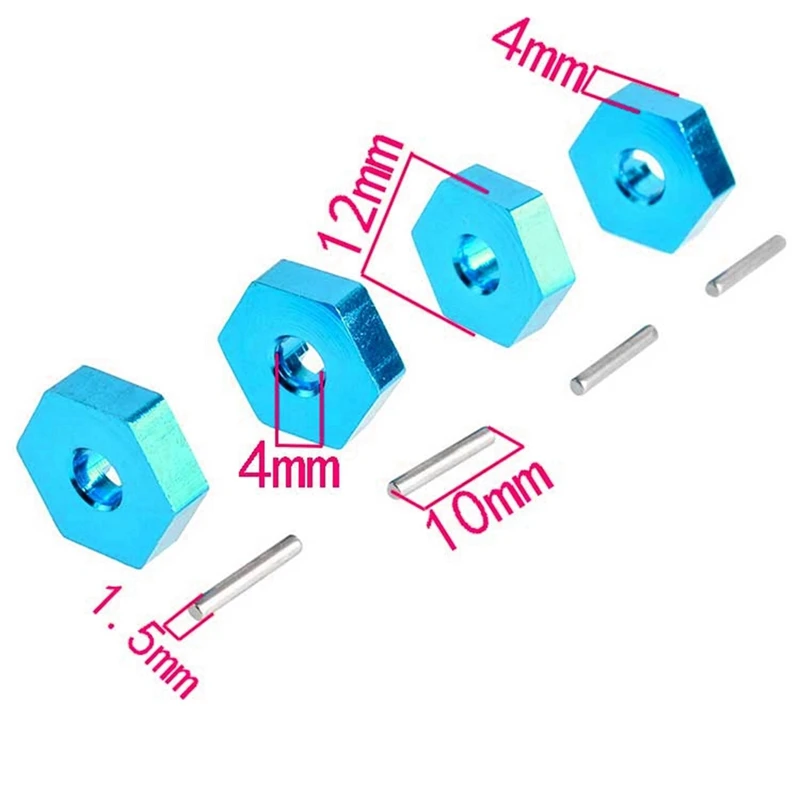 Металлическая Ступица колеса 12 мм, 4 шт., шестигранная с штифтами для Traxxas 1/16 Slash 4WD E-Revo/VXL Топ VXL, детали для модернизации радиоуправляемых автомобилей