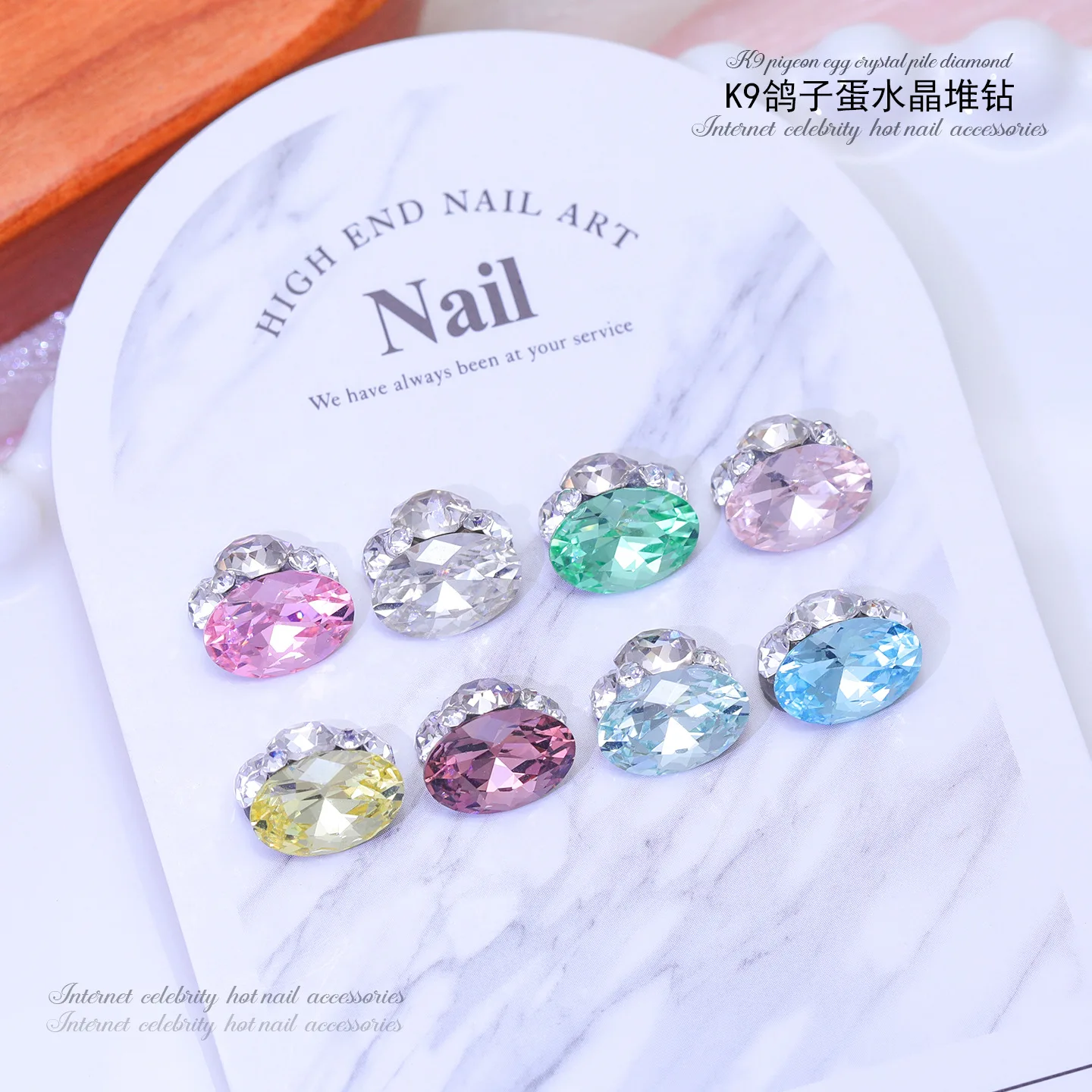 5PCS Flatback Stacked Crystal Diamonds Nail Art Rhinestones Charms Oval Gem Jewelry Parts Accessories Nails Decoration Supplies