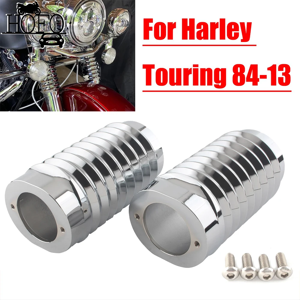 

1 Pair Motorcycle Front Fork Boot Slider Shock Covers Chrome CNC Alumium For Harley Touring 1984-2013 FLHR Road King 1995-2013