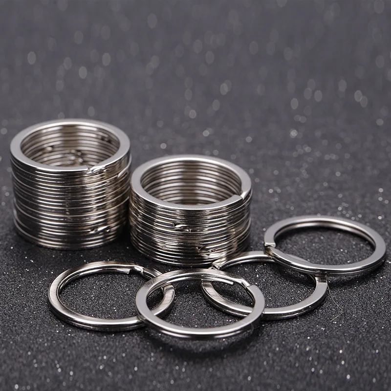 10 Pcs/lot Key Ring Metal Silver Nickel Split Key Ring Keyring 15mm 25mm 28mm 30mm 35 Connectors Stainless Steel