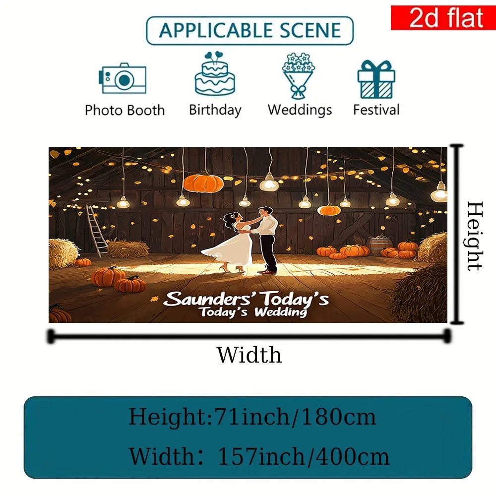 خطة ثنائية الأبعاد، علم باب جراج كبير واحد - موضوع كرة الحظيرة للخريف مع نص "زفاف اليوم"