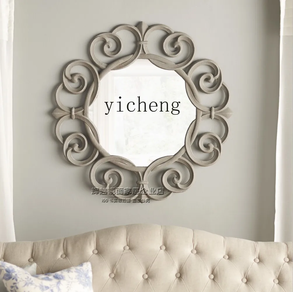 

ZZ carved wall decoration mirror creative porch hanging mirror bathroom makeup wall mirror rural