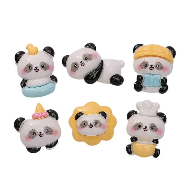 Resin Panda Flat Back Cabochon 20pcs Cute Cartoon Panda Animal Resins Scrapbook Kawaii DIY Embellishments Accessories