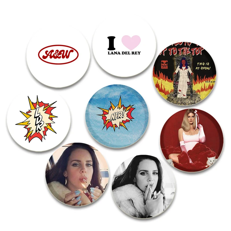 

32/44/58mm Lana Del Pins, Pop Singer Badge, Handmade Tinplate Brooches, Breastpin for Backpack Clothes Gift Accessory