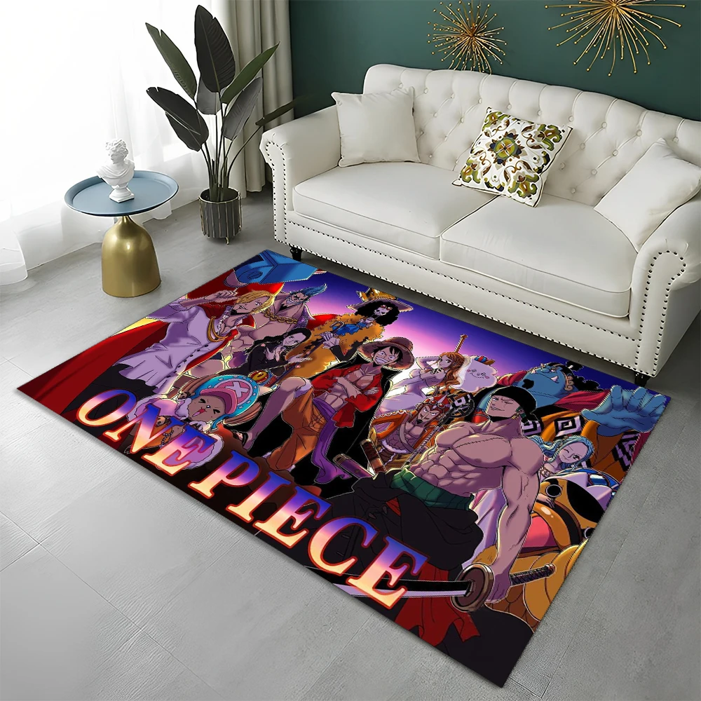 3D One Piece Cartoon Anime Teppich für Spielzimmer Schlafzimmer Wohnzimmer Sofa Heimdekoration, Kinder-Spielbereich Teppich Rutschfeste Bodenmatte