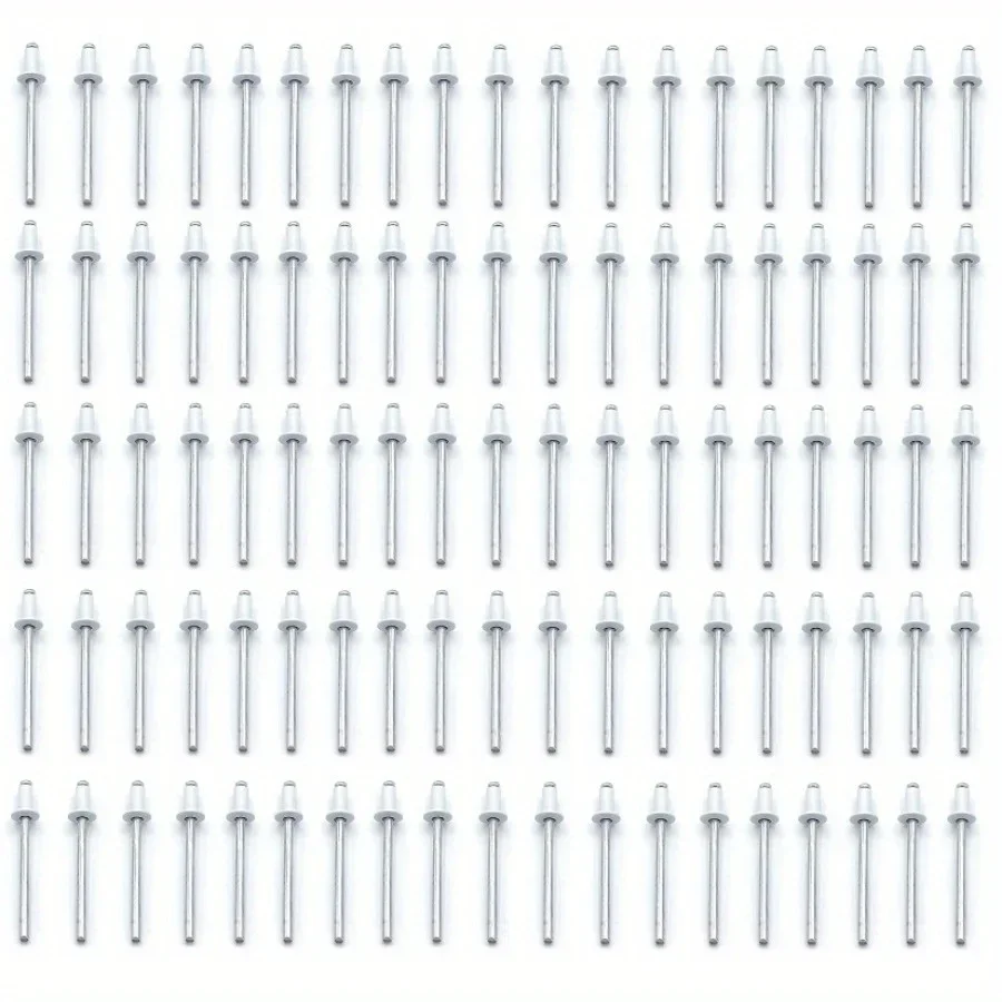 50pcs White Painted Blind Rivets Round Head Hollow Rivets Aluminium Steel Home Decoration Rivets Hardware Fastener DIA 1/8"