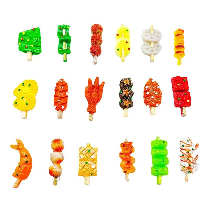 5Pcs 1:12 Dollhouse Miniature Barbecue Skewered Meat Baking Chicken Feet Shrimp Food Play Model Kitchen Decor Toy