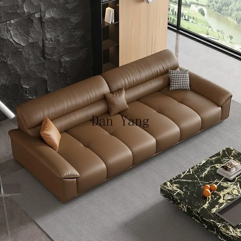 YJ minimalist elephant ear leather sofa living room modern simple piano keys straight row small apartment leather sofa