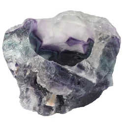 Natural Fluorite Rough Crystal Stone Tea Light Candle Holder Candlestick Irregular Gemstone Air Plant Holder For Home Decor