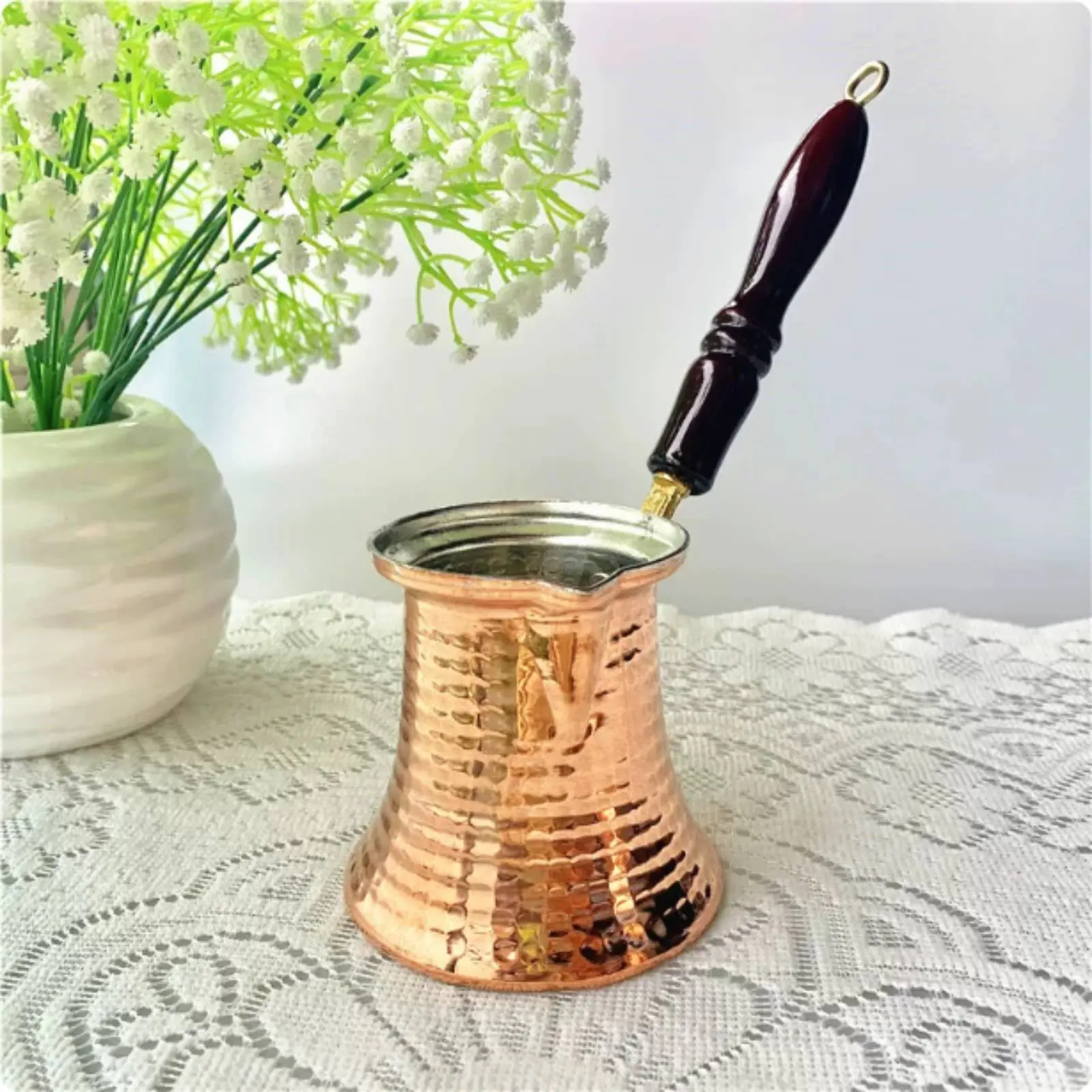 Turkish Coffee Pot Traditional Design Cezve Copper Cezve Tin Lined Arabic Ibrik Easy to Clean for Travel view 2