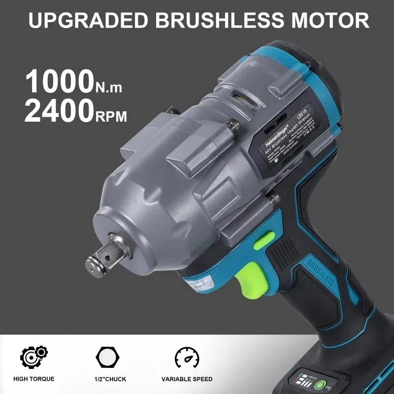 

TXF【Hot Item】40V 1000NM 1/2 brushless cordless impact wrench compatible with 40V battery for car, truck repair