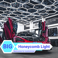 ​​Customizable Honeycomb LED Ceiling Lights: 6500K Daylight Color Hexagon Garage Lighting for Workshops & Barber Studios Design