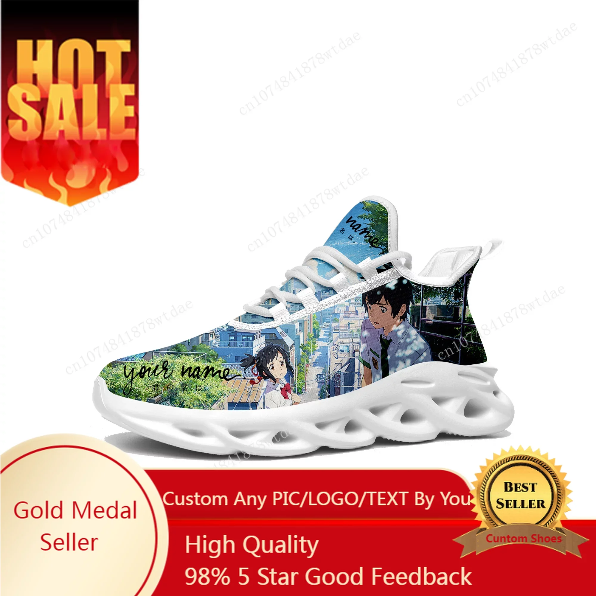 

Your Name Flats Sneakers Mens Womens Teenager Sports Running Shoes High Quality Japanese Cartoon Custom Lace Up Mesh Footwear