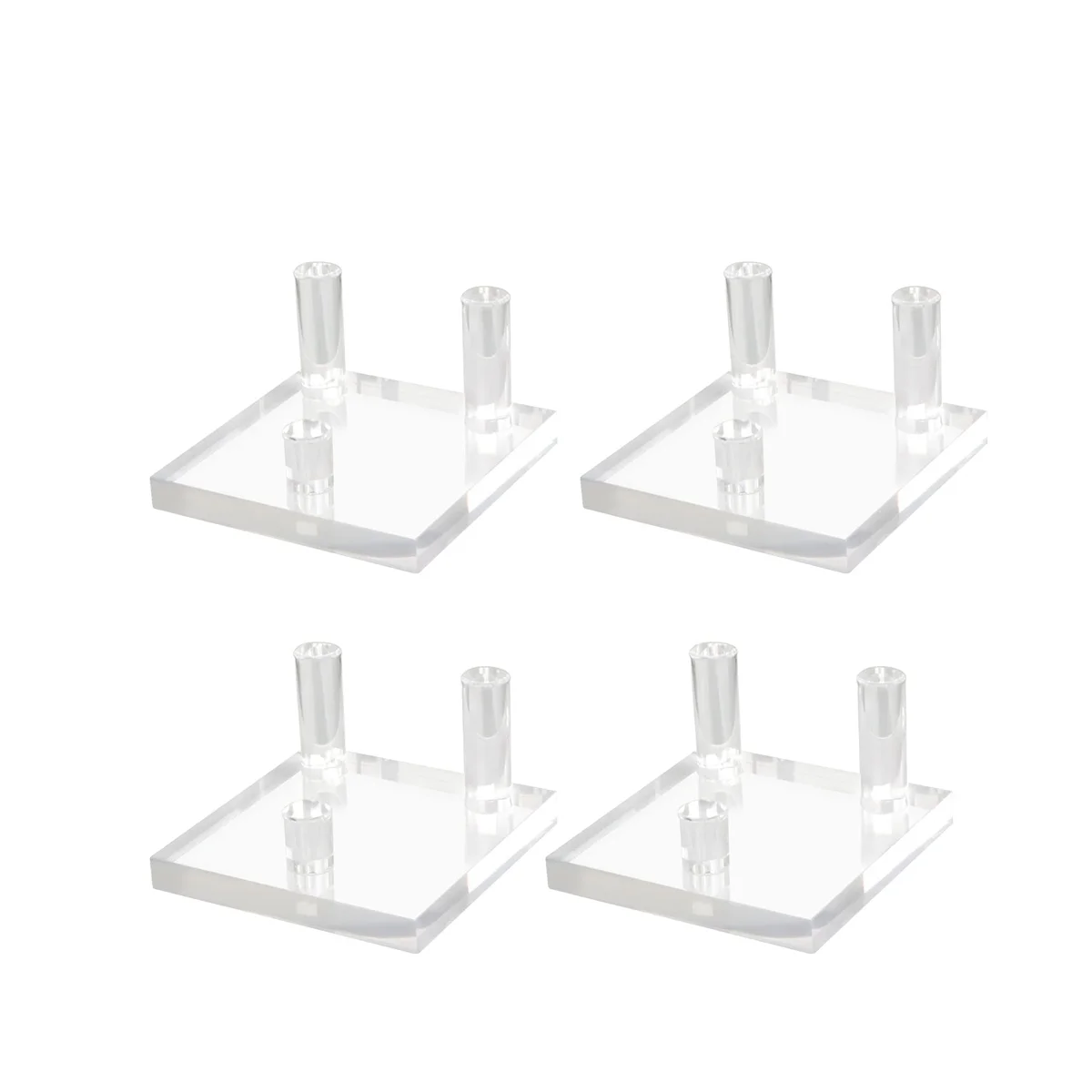 4 Packs 2.5Inch Rock Display Stand, Three-Peg Square Acrylic Display Stands for Rocks, Minerals Slab, Crystal