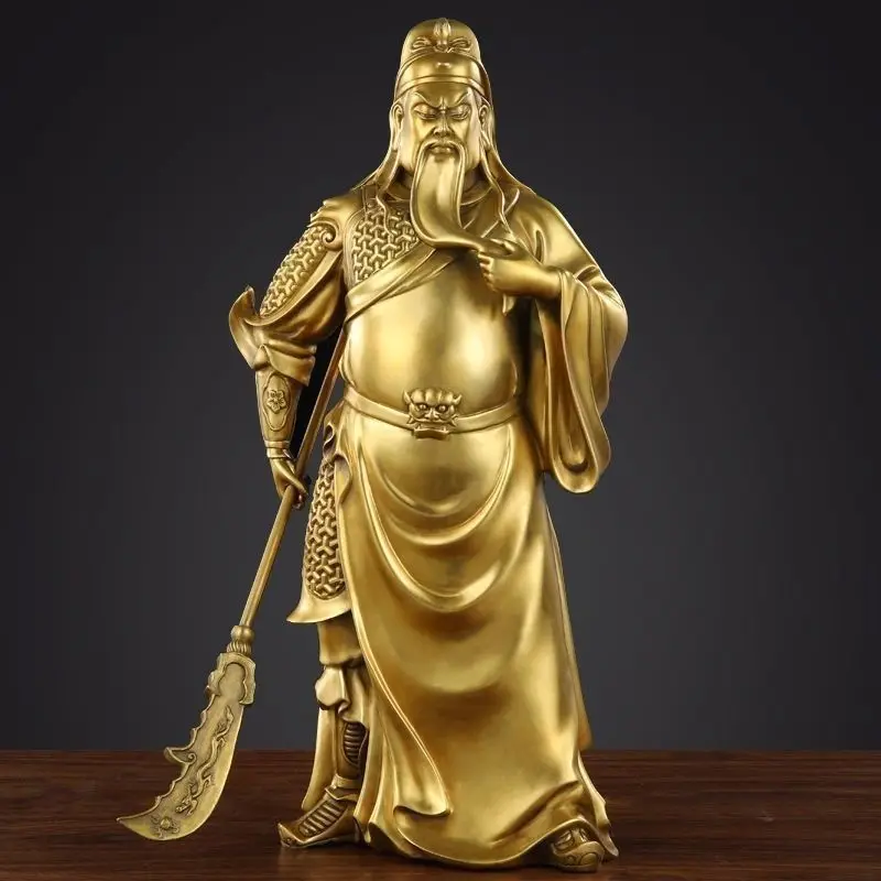 Copper Yu statue, a decorative piece living room, used for worshiping Buddha, Guan Yu, the Martial Saint, and Lord