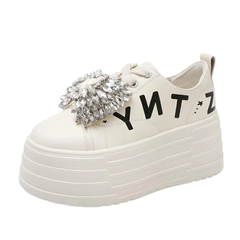 Botines de 8CM para mujer, zapatillas gruesas con nudo de mariposa ostentosas a la moda, zapatos planos con cuña y plataforma para motocicleta vulcanizados para otoño