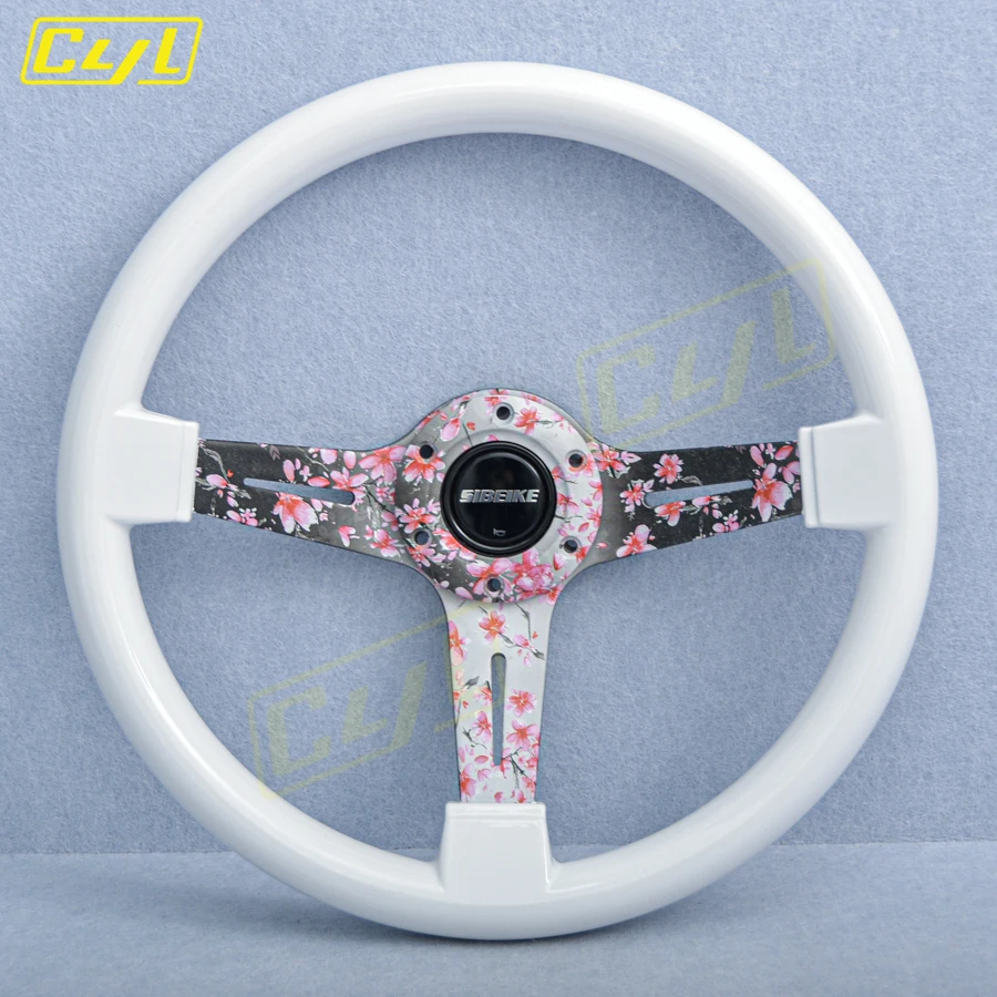 JDM 14inch 350mm Universal Sakura Floral Spoke Steering Wheel Racing Sports Flower Steering Wheel Car Accessories