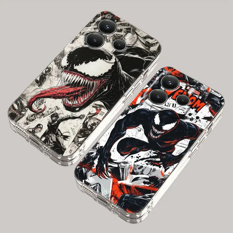 Marvel Venom Comics Phone Case For Redmi Note 15 Pro 14 13 12 11 10 15 Pro + Plus 5G A7 10C 12C 13C 14C 15C Soft Clear Cover