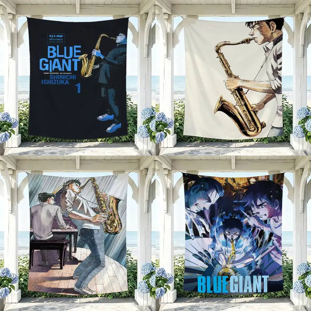 Anime B-Blue Giant Flag Digital Printing Banner for Garage Wall Out Door Decoration Tapestry