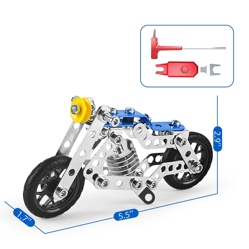 5PCS 3D Metal Building Blocks Motorcycle High-speed Racing Set Simulation Screw and Nut Assembly Car Model  Kids Toys Gifts