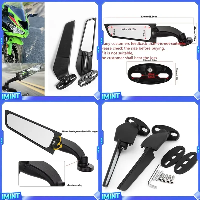 

2pcs Motorcycle Wing Adjustable Rotary Rearview Mirror Aluminum Alloy Rearview Mirror Universal Motorcycle Side Mirror