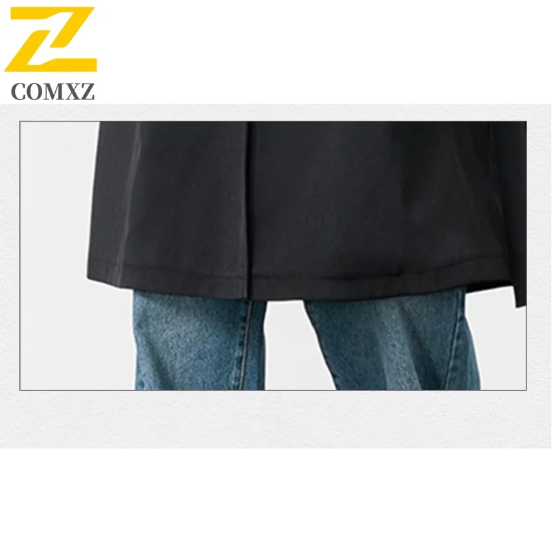 سترة رجالي فاخرة على الطراز الكوري الحضري من COMXZ معطف خندق خفيف الوزن مزدوج الصدر مقاوم للرياح ملابس الخريف والشتاء #6