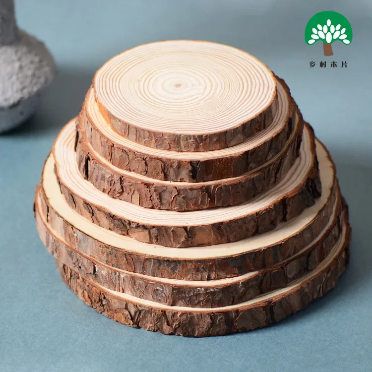 

1pc Natural Wood Slices Circles with Bark for Coasters DIY Crafts Rustic Wedding Decorations Centerpiece Christmas Ornaments