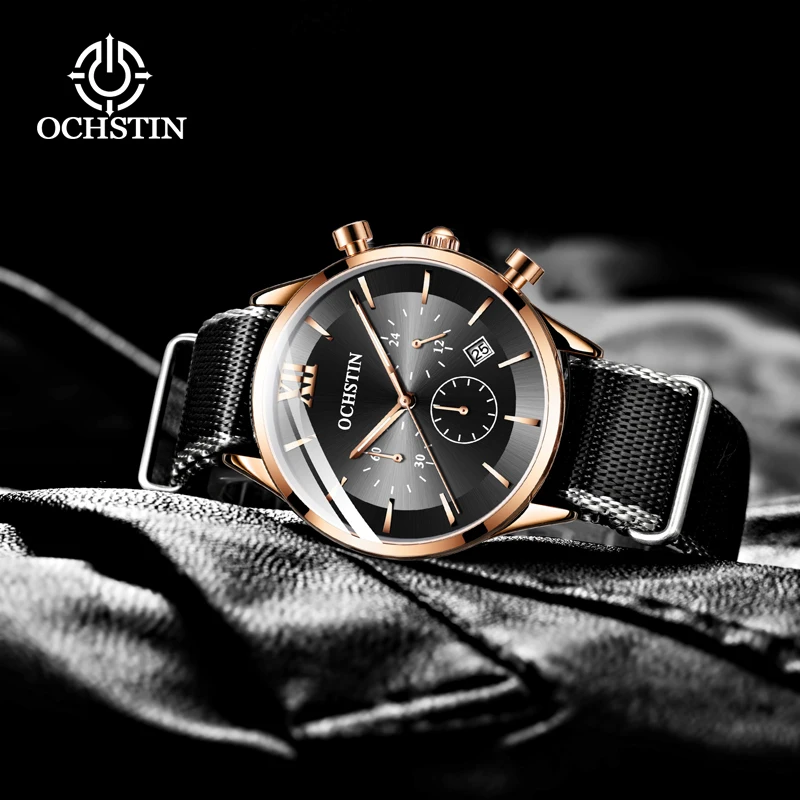 Ochstin Nieuw 2024 Heren Quartz Horloge Waterdicht Heren Horloges Klassiek 6-Disc Handen Quartz Polshorloge Waterdicht Armatuur Polsband