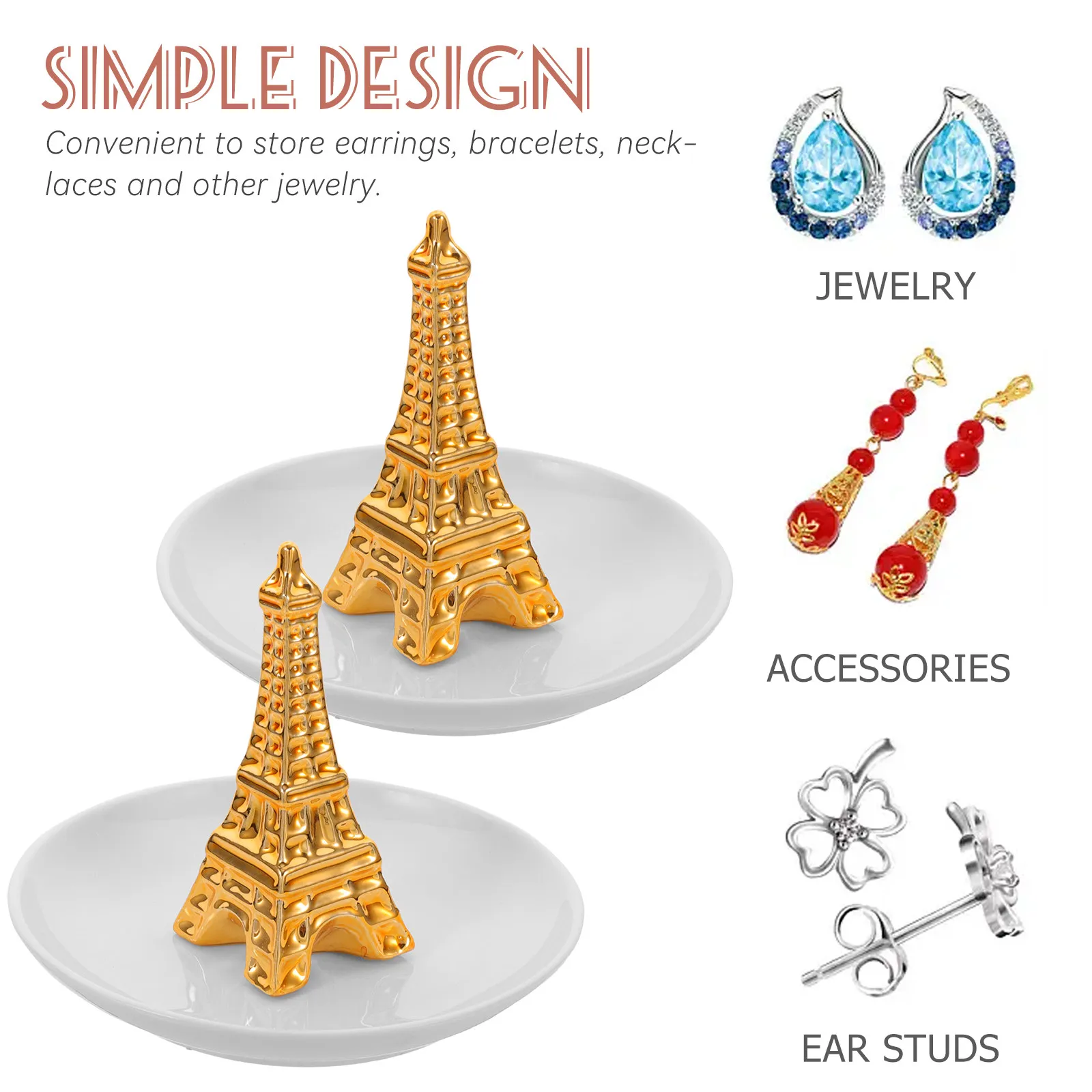 

Керамическая тарелка-поднос для украшений: кольца, ожерелья, серьги. Идеальное исполнение, гладкие линии, долговечность.