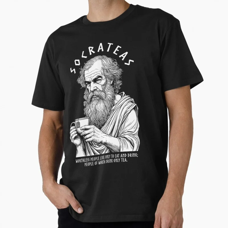 

Tea Lovers Funny Socrates Socrateas Tea Drinker Stoicism Gift t shirt Funny Stoic Philosophy Graphic Clothes All size Tops S-6XL