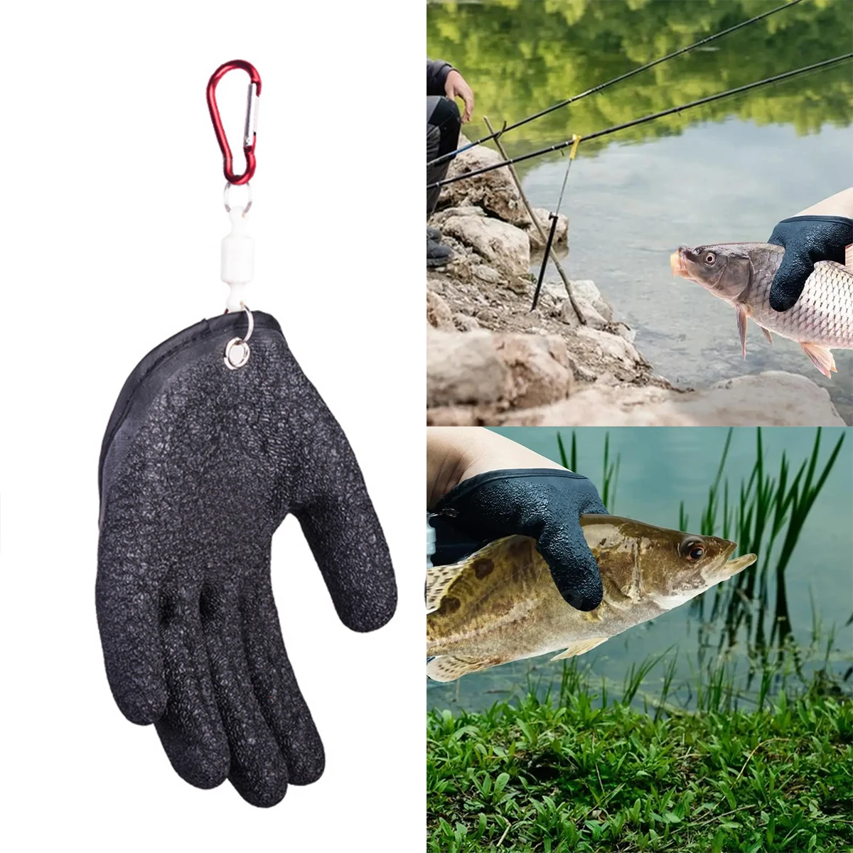 

Fishing Catching Gloves Non - Slip Fisherman Protect Hand Non-slip Fishing Gloves From Puncture Scrapes With Magnet Release