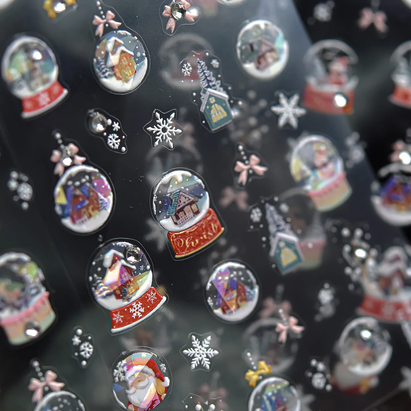Nail Art Stickers Crystal Rhinestone Colorful Christmas Ball Adhesive Decals Assorted Styles Lightweight DIY Manicure Phone Case