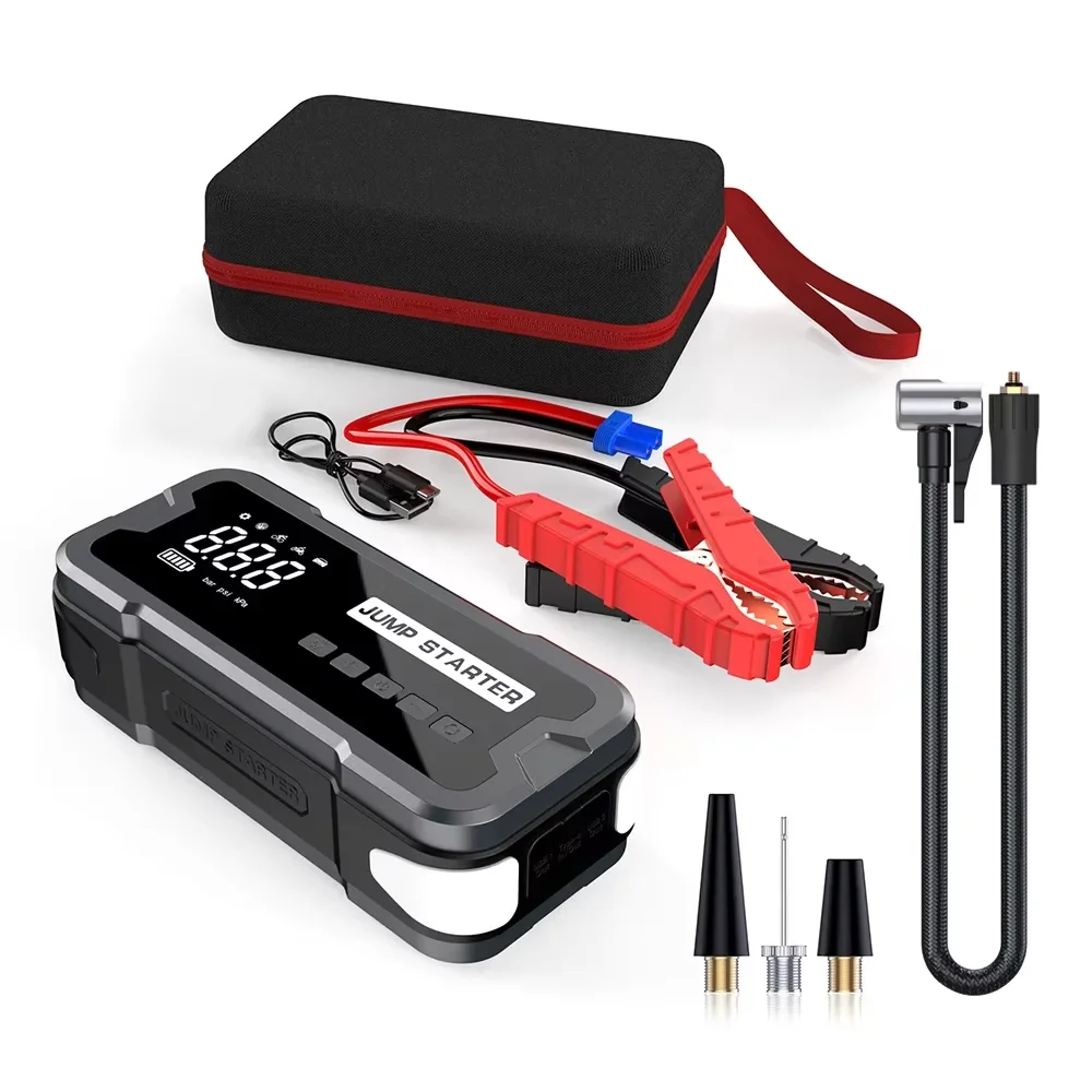 

10000mAh Car Jump Starter&Air Compressor 12V Car Battery Starter 2000A Booster Flashlight PowerBank for Gas & Diesel Vehicle