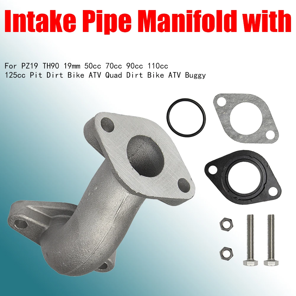 

For PZ19 TH90 19mm 50/70/90/110/125cc Intake Pipe Manifold with Gasket Screw Kit Pit Dirt Bike ATV Quad Dirt Bike ATV Buggy