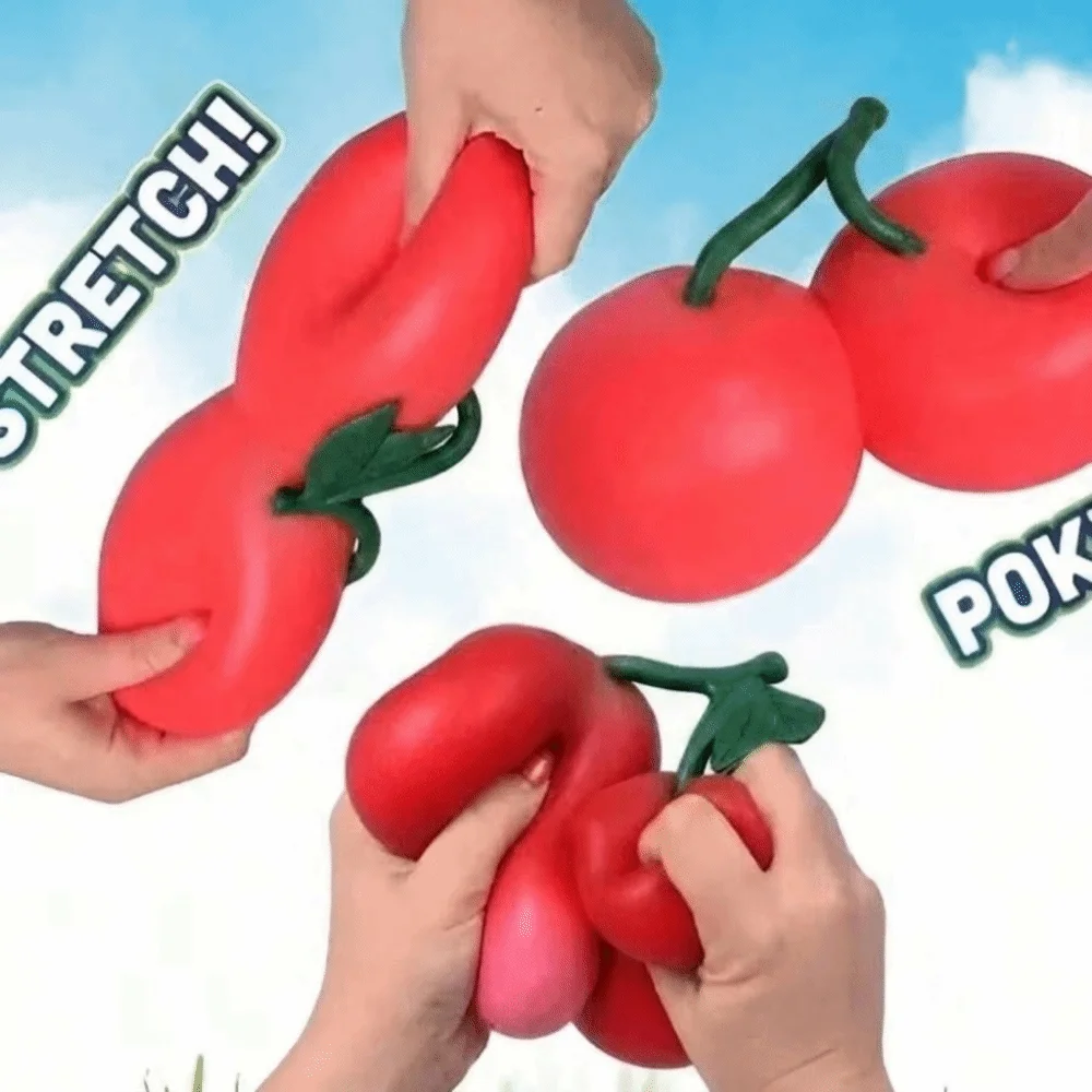 Realistic Cherry Squeeze Soft Squishy Fun Cherries Pinch Le Stress Relief Hand Fidget Simulation Fruit Squishy