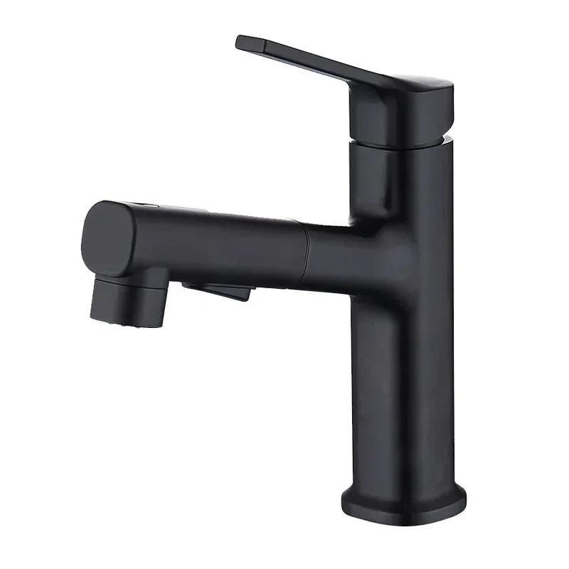 

Black single-hole washbasin faucet, pull-out retractable hotel household hand washbasin faucet MT2065