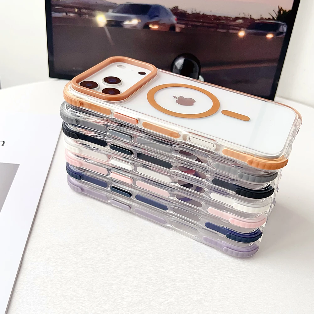 Casing Sudut Perlindungan Ganda untuk iPhone 17 Air Pro Max Magsafe Strip Anti-tabrakan Bagian Dalam Bening Penutup Anti Jatuh Yang Diperkuat
