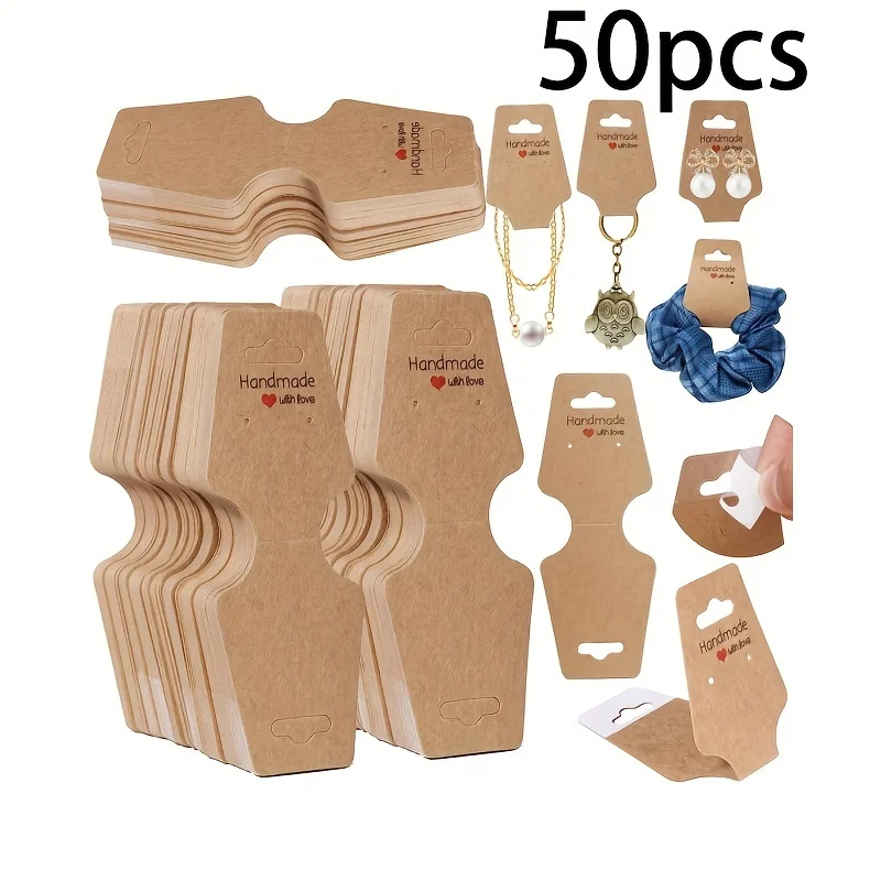 50pcs kraft paper jewelry display card, suitable for jewelry price sale, DIY jewelry display, bracelet display, necklace display